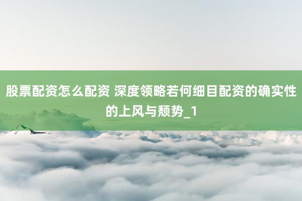 股票配资怎么配资 深度领略若何细目配资的确实性的上风与颓势_1