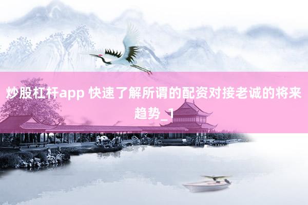 炒股杠杆app 快速了解所谓的配资对接老诚的将来趋势_1