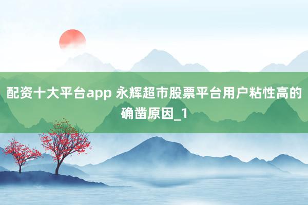 配资十大平台app 永辉超市股票平台用户粘性高的确凿原因_1
