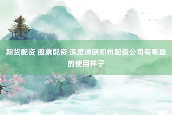 期货配资 股票配资 深度通晓郑州配资公司有哪些的使用样子