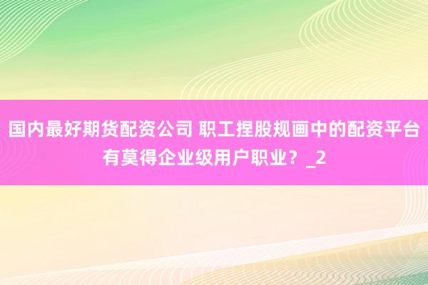 国内最好期货配资公司 职工捏股规画中的配资平台有莫得企业级用户职业?_2